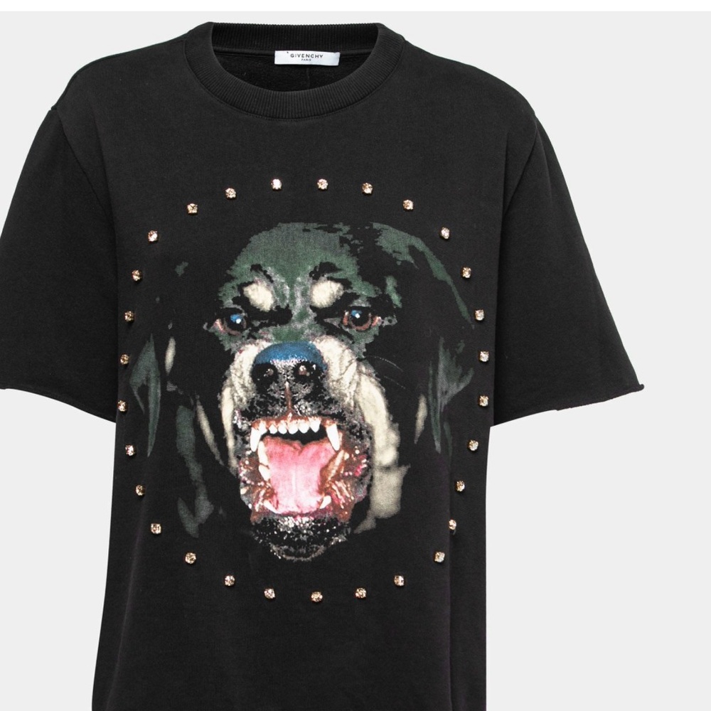 Givenchy Rottweiller Dog Rhinestone Authentic  BlackT-Shirt Women’s Medium